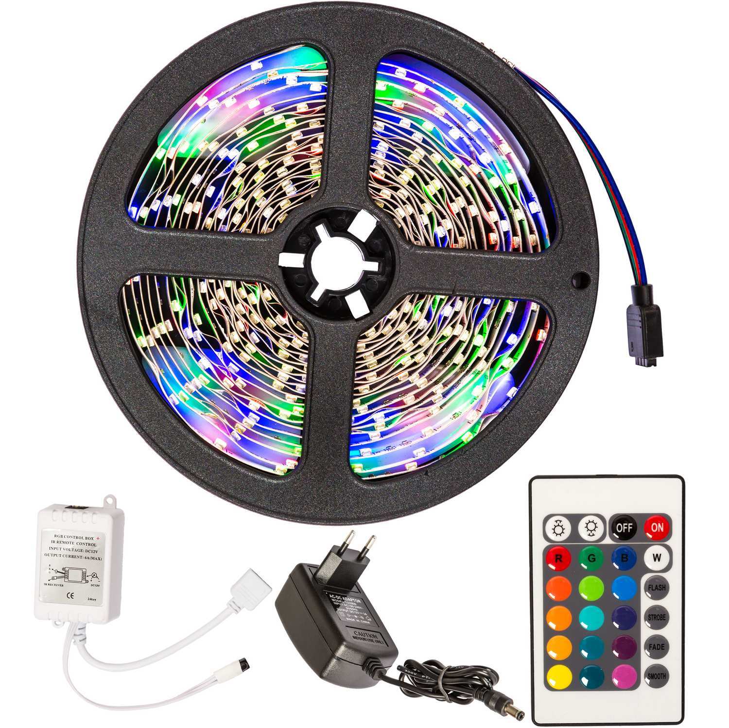RGB LED bånd 5 m. med fjernbetjening - hvid | Elgiganten