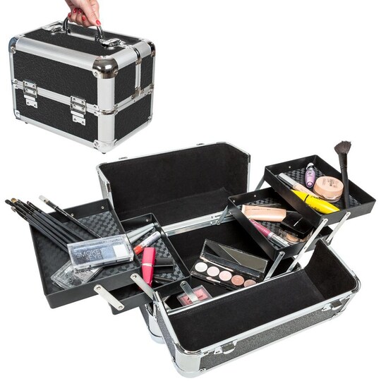 Makeup kuffert med 4 rum - sort | Elgiganten
