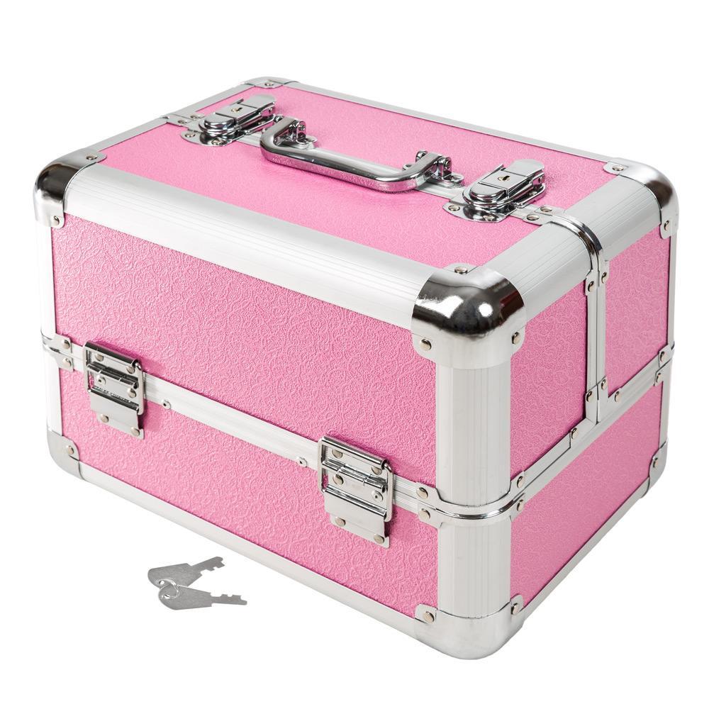 Makeup kuffert med 4 rum - lyserød | Elgiganten