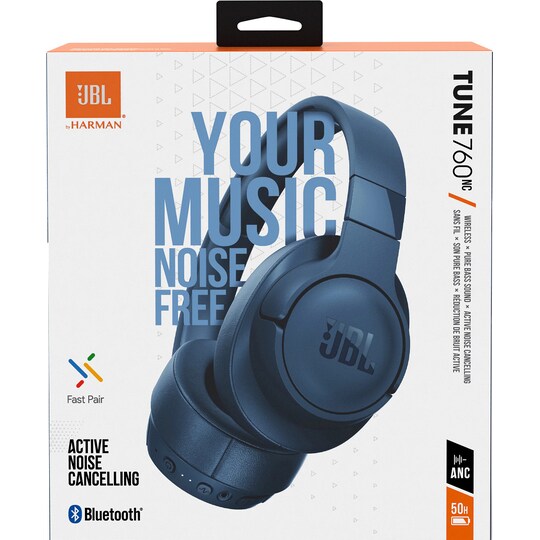 JBL Tune 760NC trådløse around-ear høretelefoner (blå) | Elgiganten