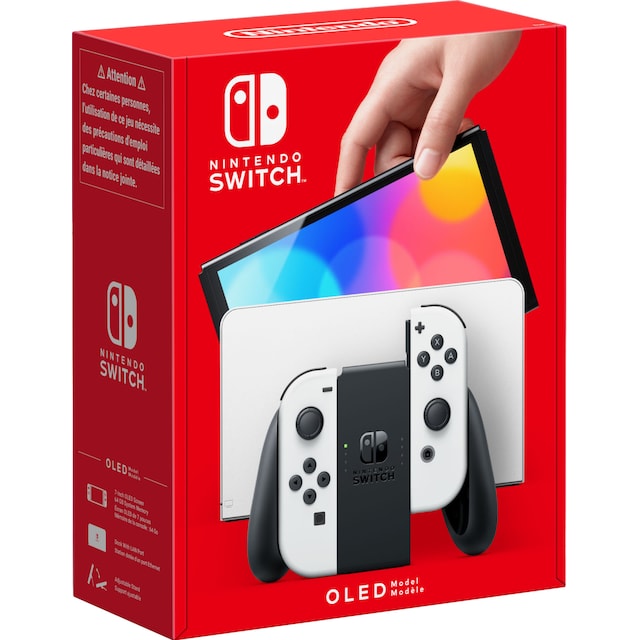 Nintendo Switch OLED spillekonsol med hvide Joy-Con controllere