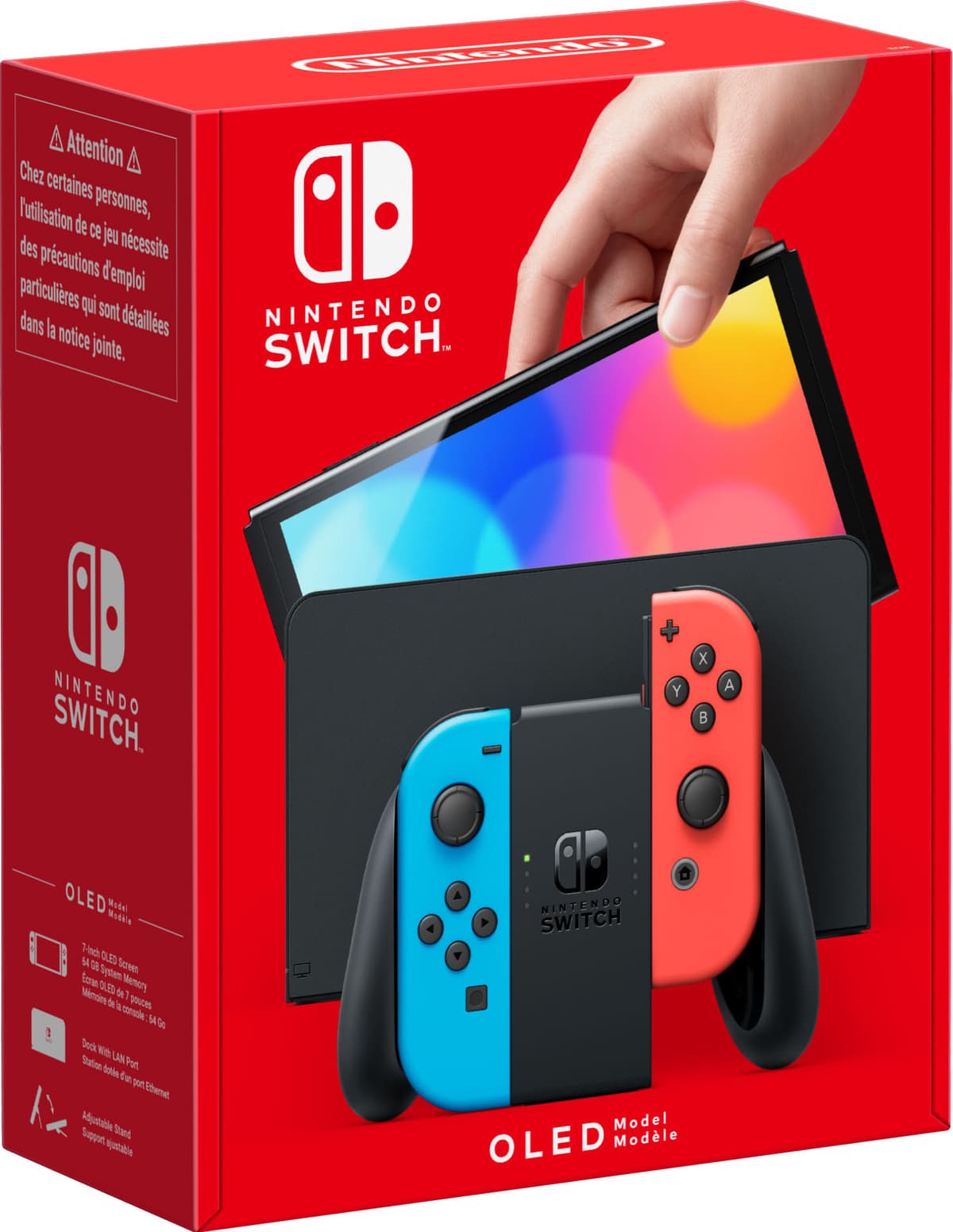 Nintendo Switch OLED spillekonsol med neon Joy-Con controllere