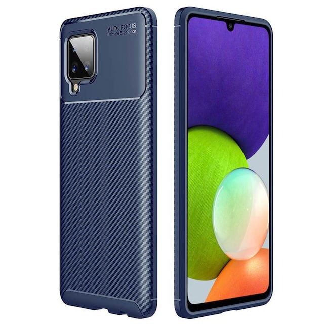 Carbon silikone cover Samsung Galaxy A22 4G  - blå