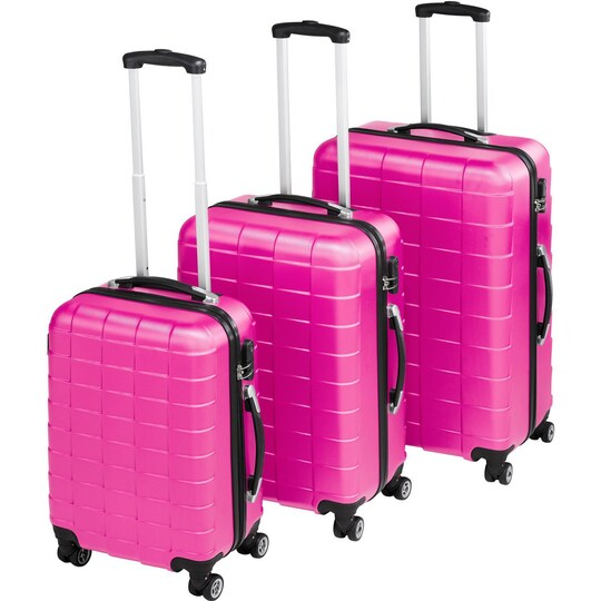 Trolleysæt 3-dele hardcase - pink | Elgiganten
