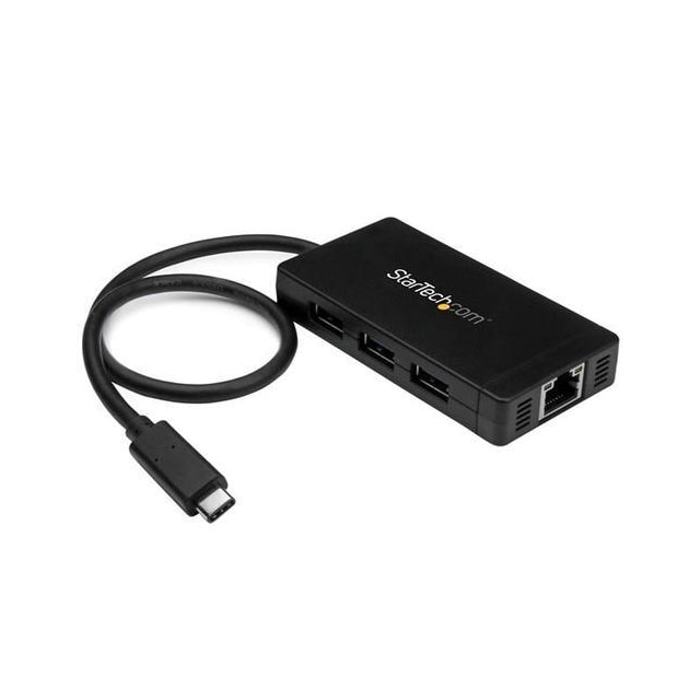 StarTech.com HB30C3A1GE, Ledningsført, USB, Ethernet, 1000 Mbit/s, Sort