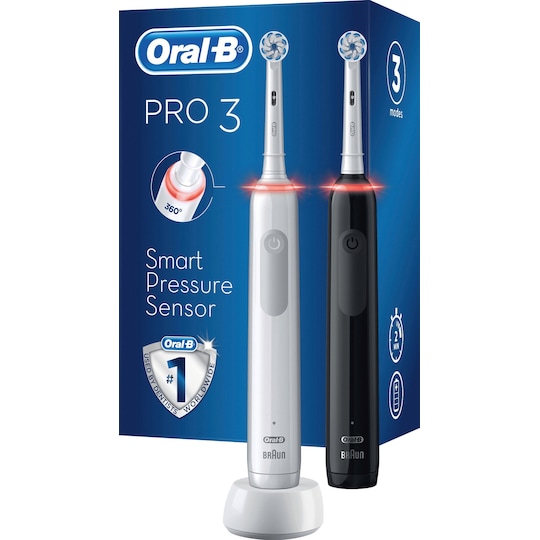 Oral-B Pro3 3900N elektrisk tandbørste dobbeltpakke 291503 (sort/hvid) |  Elgiganten
