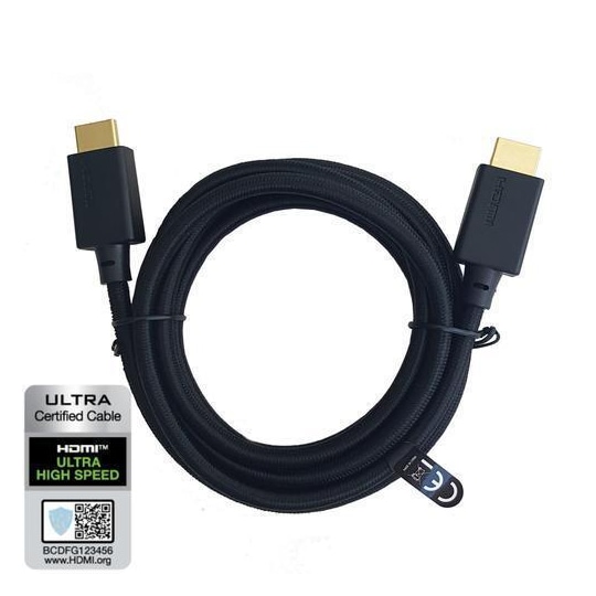 NÖRDIC CERTIFICEREDE KABLER Certificeret 5m Ultra High Speed ​​HDMI 2.1 4K  8K 60Hz 120Hz 48 Gbps Dynamic HDR eARC VRR nylon flettet kabel forgyldt |  Elgiganten