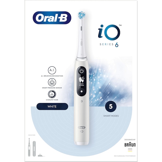 Oral-B iO6 elektrisk tandbørste 377665 (hvid) | Elgiganten