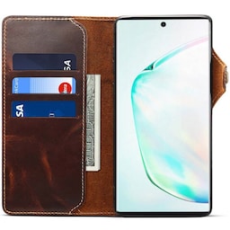 Wallet 3-kort ægte læder Samsung Galaxy Note 10 (SM-N970F)  - brun