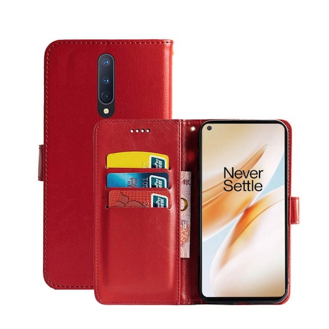Wallet Cover 3-kort OnePlus 8 (IN2010)  - rød