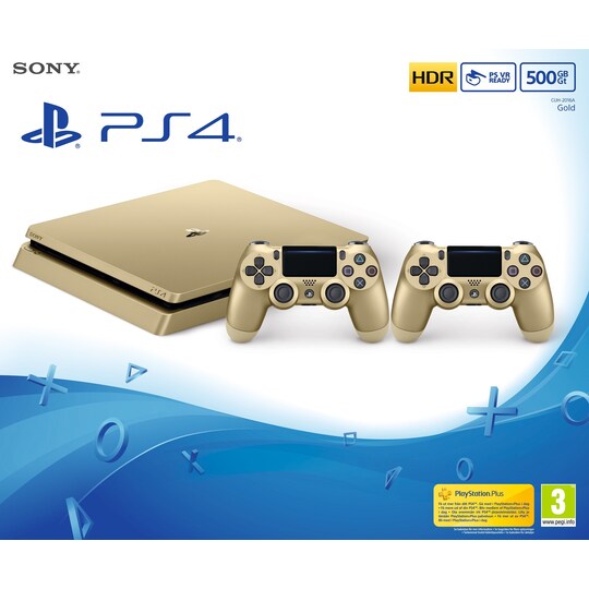PlayStation 4 Slim 500 GB med 2x DualShock - guld | Elgiganten