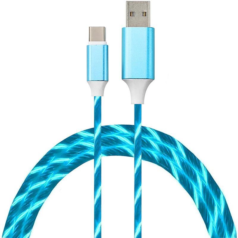 USB-C til USB-opladerkabel med LED Blå 1 meter | Elgiganten