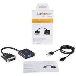 StarTech.com DVI2VGAE, 0,19 m, 1920 x 1080 pixel, 720p,1080p, Sort, Aktiv videoomformer, CE, FCC, RE