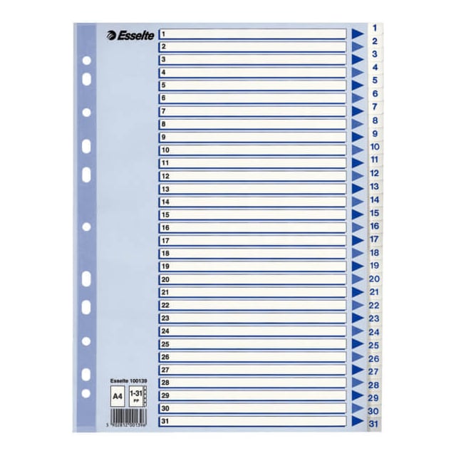 ESSELTE Register Non-Stop A4/1-31 Hvid