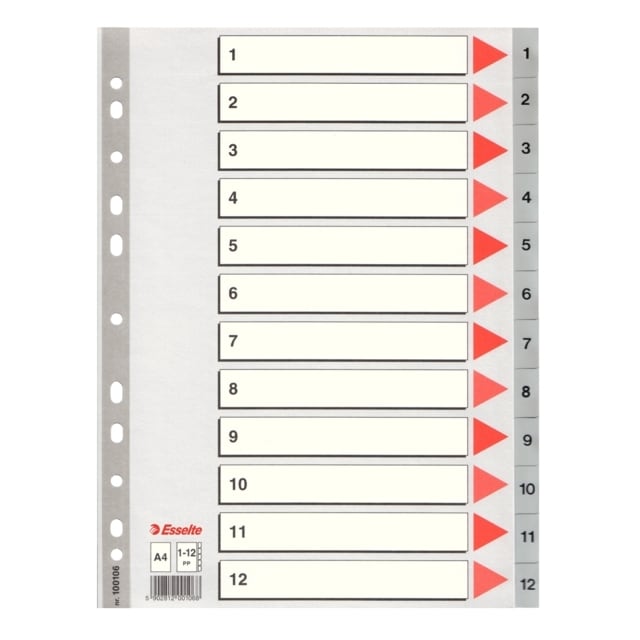 ESSELTE Register PP A4/1-12 Grå