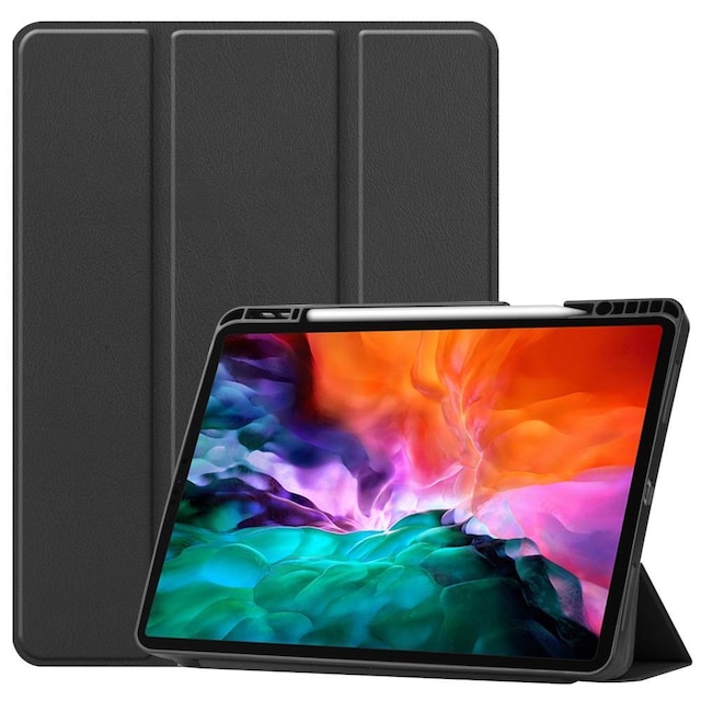 iPad 12.9"" Pro 2021 Trifoldet Stand Tabletetui Cover - Sort