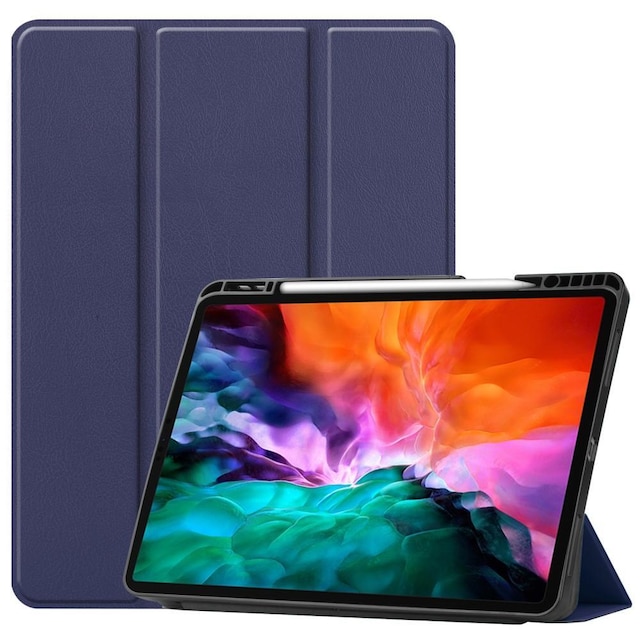 iPad 12.9"" Pro 2021 Trifoldet Stand Tabletetui Cover - Blå