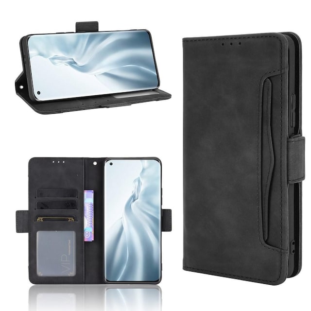 Wallet Stand Flip Phone Case til Xiaomi Mi 11 - Sort