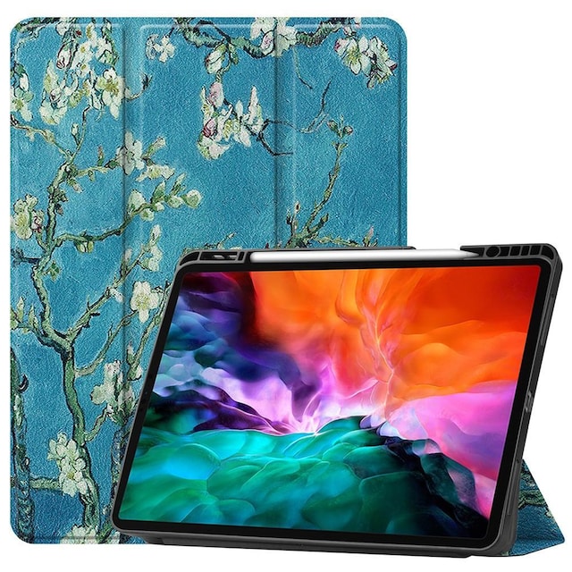 iPad 12.9"" Pro 2021 Trifoldet Stand Tabletetui Cover - Blomst