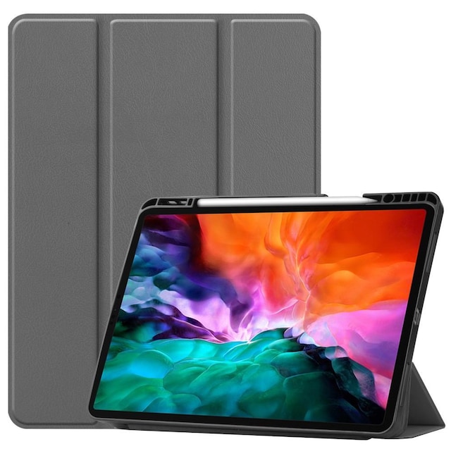 iPad 12.9"" Pro 2021 Trifoldet Stand Tabletetui Cover - Grå