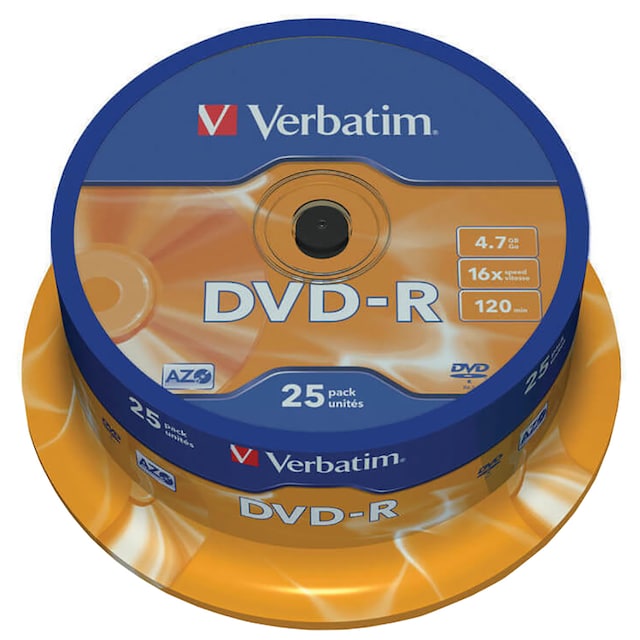 Verbatim DVD-R 16x, 25-pakke kageboks