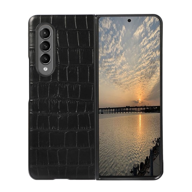 Krokodille læder cover Samsung Galaxy Z Fold 3  - sort