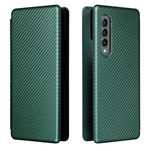 Carbon Flipcase cover Samsung Galaxy Z Fold 3  - grøn