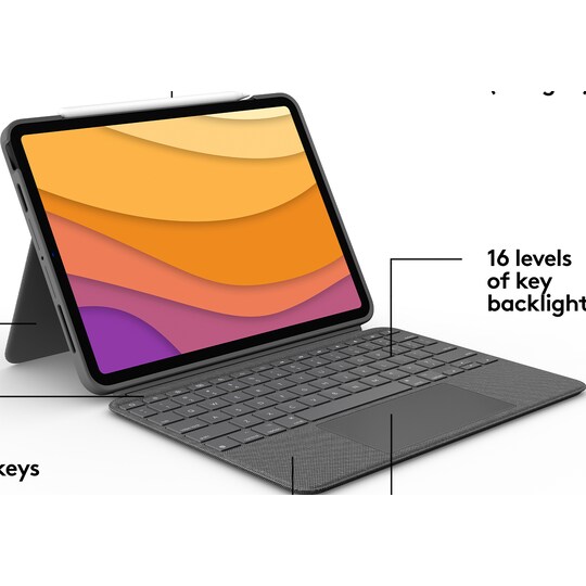 Logitech Combo Touch tastaturcover til iPad Air (grå) | Elgiganten