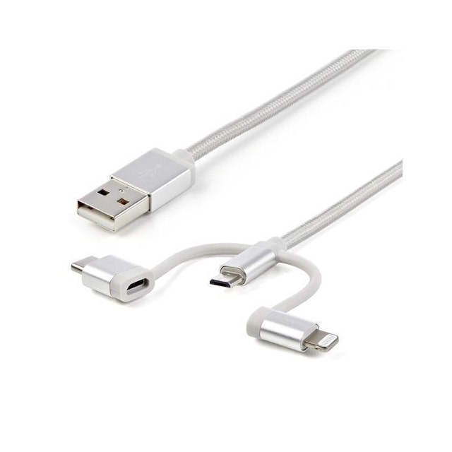 StarTech.com LTCUB1MGR, 1 m, USB A, Micro-USB B, USB 2.0, 480 Mbit/s, Sølv