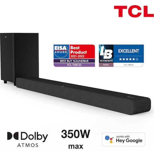 TCL TS8132 3.1.2ch soundbar (sort) | Elgiganten