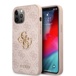 Guess iPhone 12/iPhone 12 Pro Cover Metal Logo Lyserød