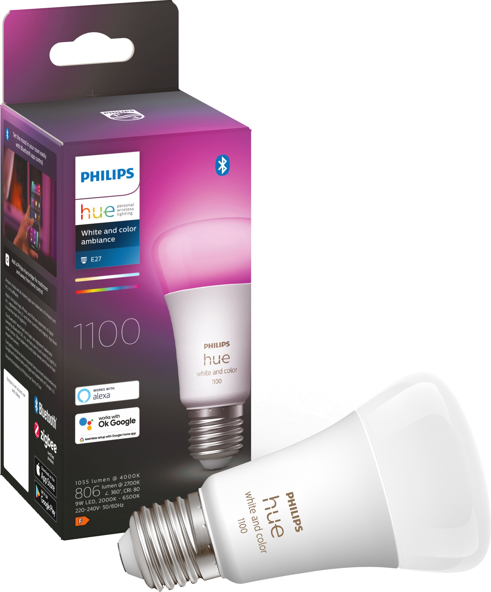 Philips Hue White and Color LED-pære A60 E27 929002468801 med PrisMatch