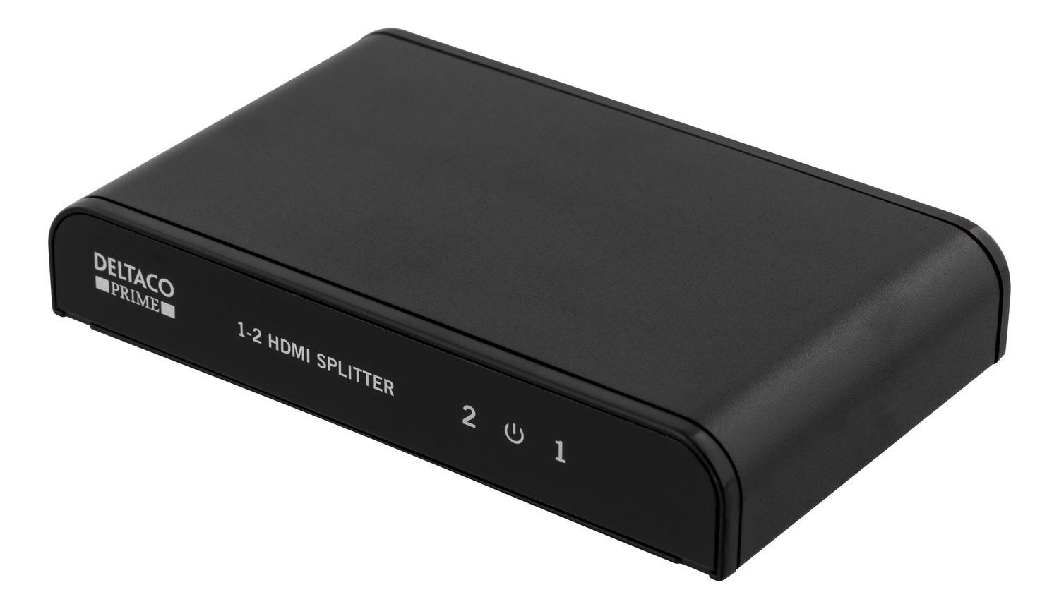 DELTACO PRIME HDMI-splitter, 1 ind, 2 ud, HDMI 2.0, 4K, UHD, sort Elgiganten