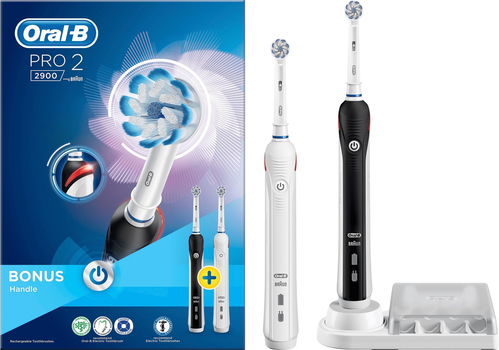 Oral-B Pro 2 elektrisk tandbørste PRO 2900 (sort/hvid) | Elgiganten