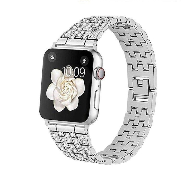 SKALO Link armbånd Bling Apple Watch 42/44/45/49mm - Sølv