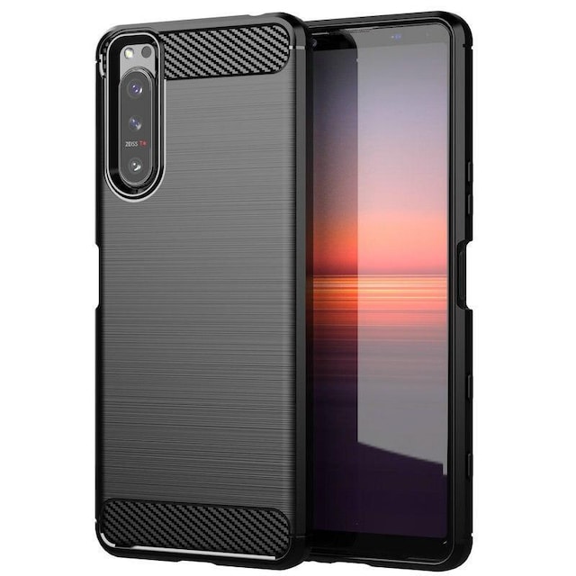 SKALO Sony Xperia 5 III Armor Carbon Stødsikker TPU-cover - Sort