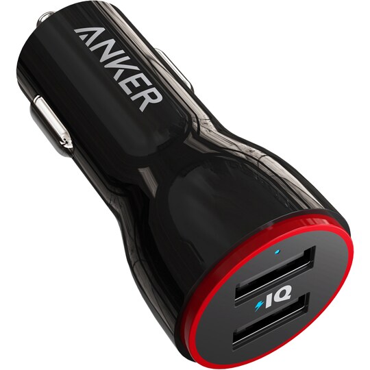 Anker PowerDrive 2 24W dobbelt USB biloplader (sort) | Elgiganten