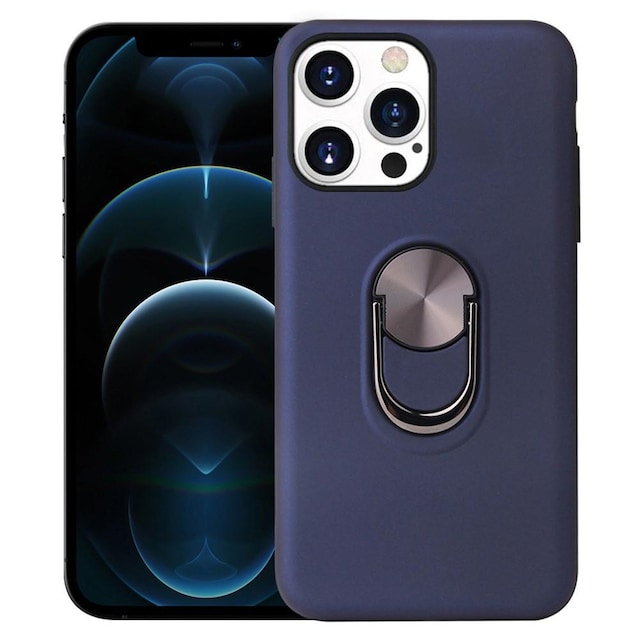 iPhone 13 Pro Max Fingerring TPU Hybrid Taske Kickstand - Blå