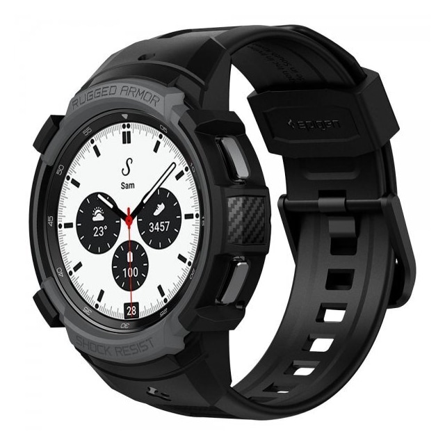 Spigen Samsung Galaxy Watch 4 Classic 42mm Cover med Armbånd Rugged Armor Pro Charcoal Gray