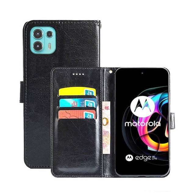 Wallet Cover 3-kort Motorola Edge 20 Lite  - sort