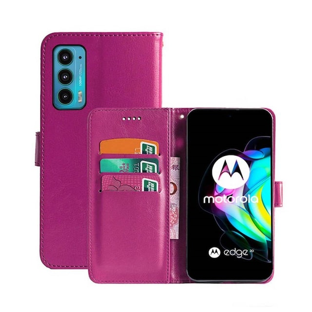 Wallet Cover 3-kort Motorola Edge 20  - lyserød