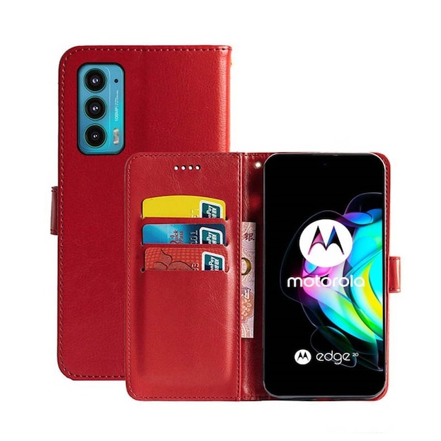 Wallet Cover 3-kort Motorola Edge 20  - rød