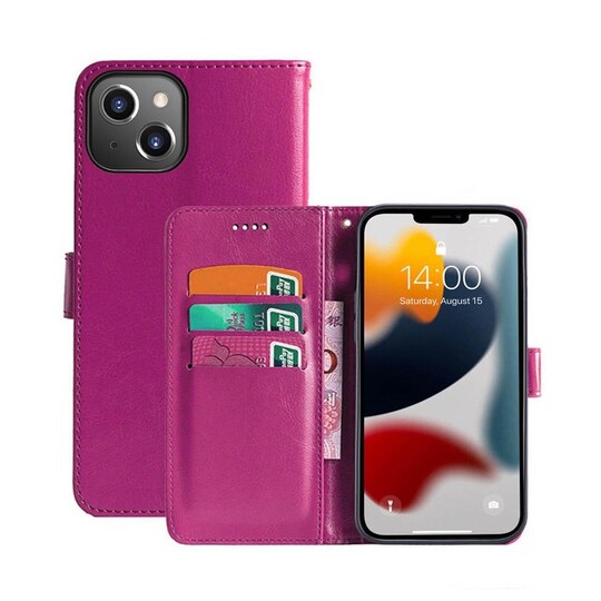 Apple iPhone 13 mini Wallet Cover 3-kort - lyserød | Elgiganten