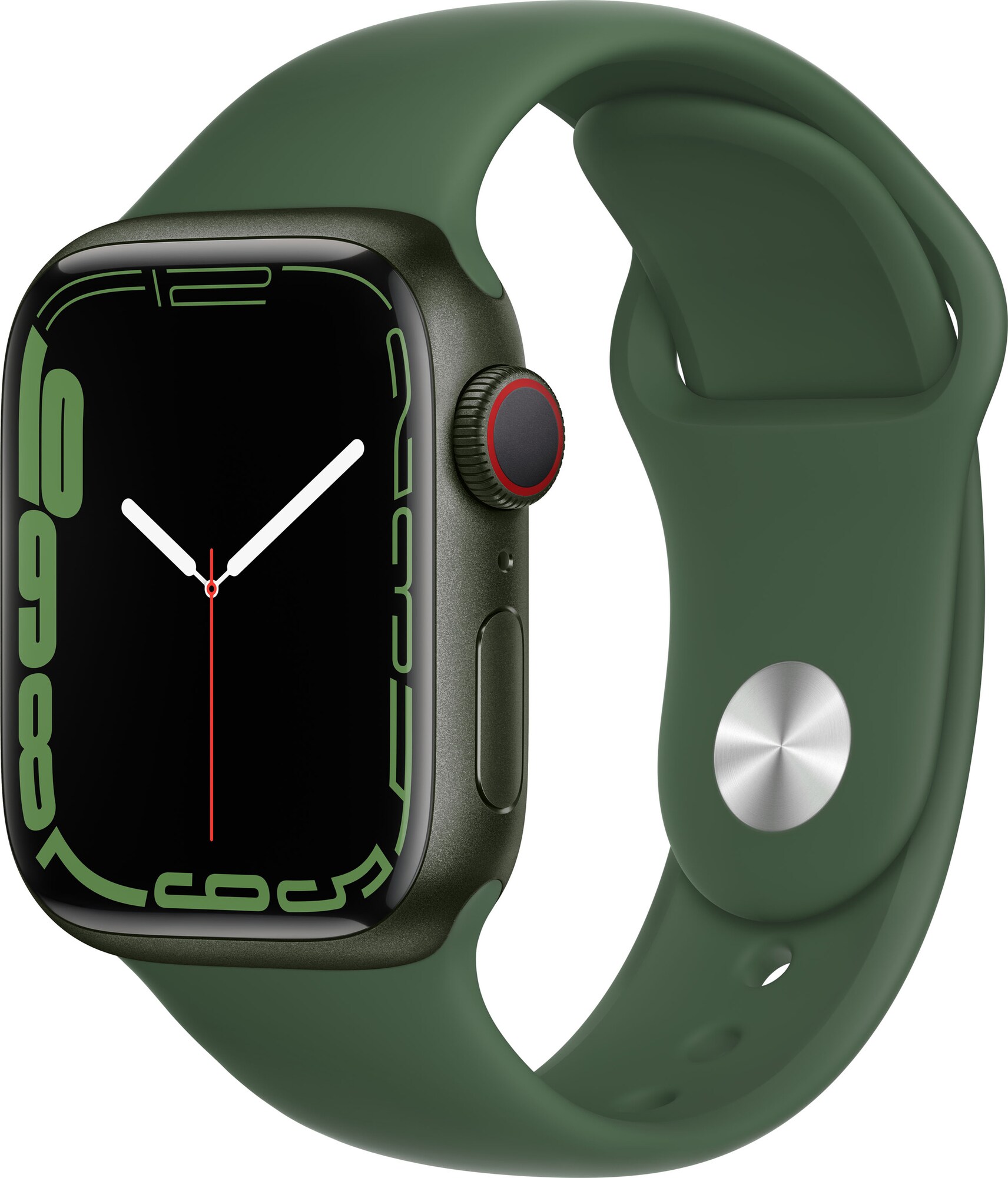 Apple Watch Series 7 41mm GPS+eSIM (grøn alu / kløvergrøn sportsrem) |  Elgiganten