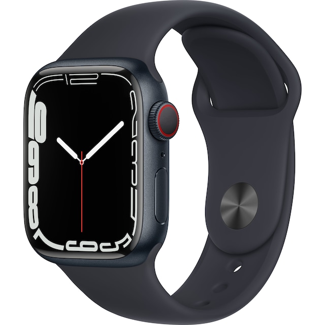 Apple Watch Series 7 41mm GPS+eSIM (Midnat alu / Midnat sportsrem)