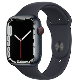 Apple Watch Series 7 45mm GPS+eSIM (Midnat alu/ Midnat sportsrem)