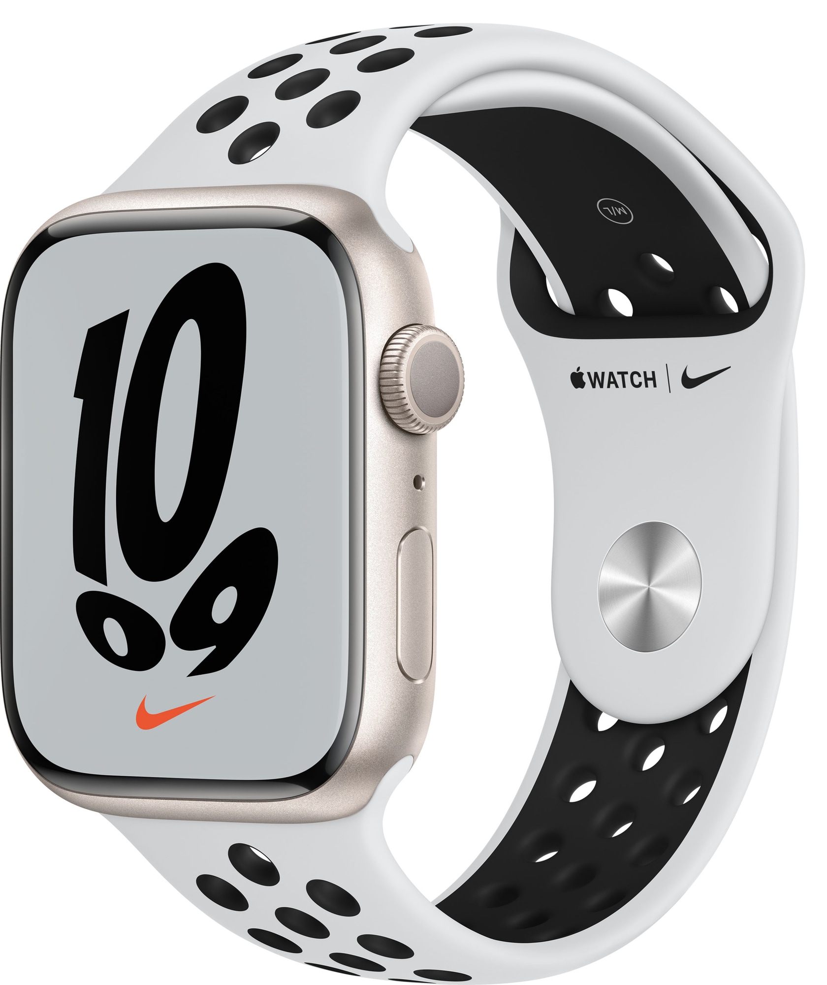 Apple Watch Series 7 Nike 45mm GPS (stjerneskær alu/Platinum Blk sportsrem)  | Elgiganten