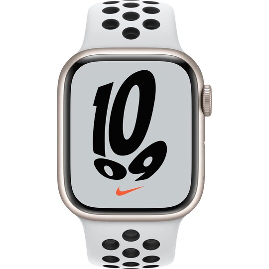 Apple Watch 7 Nike GPS+eSIM (stjerne alu/Plat Blk sportsrem) Elgiganten