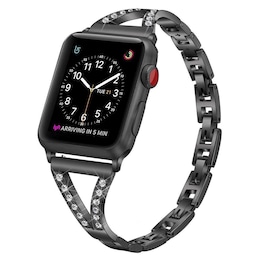 SKALO Smalt metalarmbånd Bling Apple Watch 42/44/45/49mm - Sort