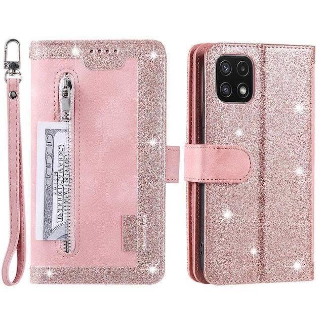 SKALO Samsung A22 5G Big Wallet Ruskind Pungetaske - Pink
